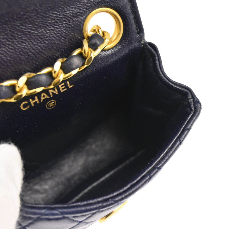 Chanel Navy Lambskin Classic Flap Micro Bum Belt Bag