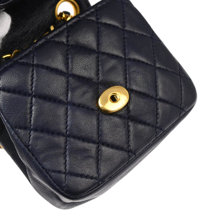 Chanel Navy Lambskin Classic Flap Micro Bum Belt Bag