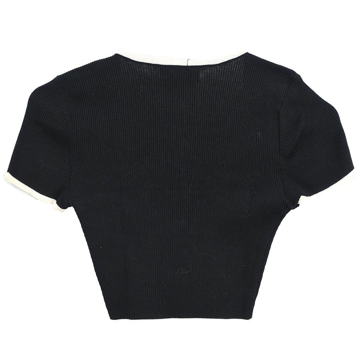 Chanel 1995 Cropped T-shirt Top Black #38