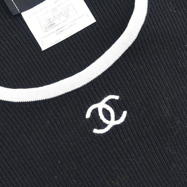 Chanel 1995 Cropped T-shirt Top Black #38