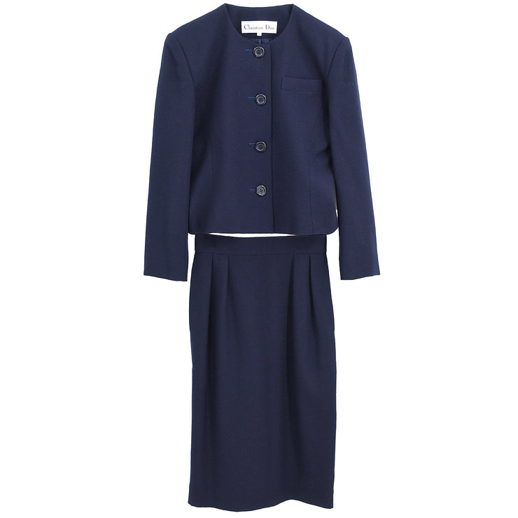 Christian Dior Setup Suit Jacket Skirt Navy #7