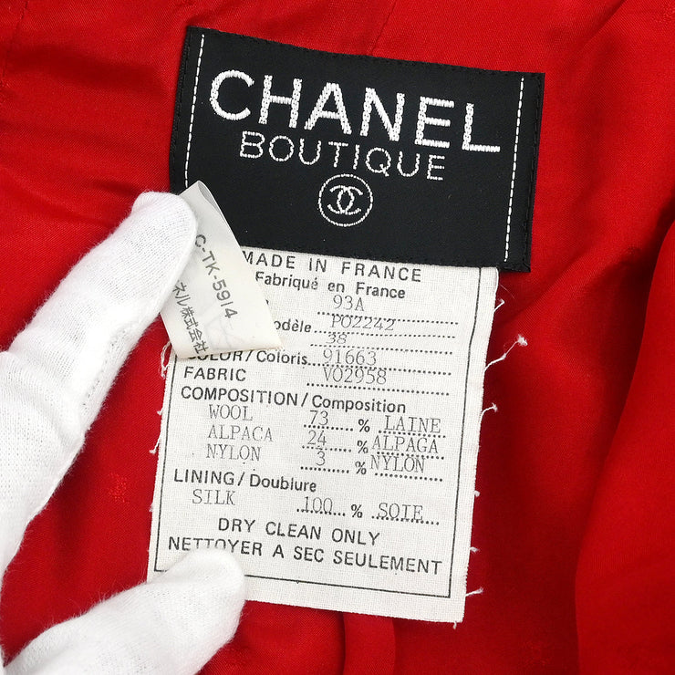 Chanel 1993 Single Breasted Jacket Red #38