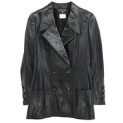 Chanel 1997 Double Breasted Leather Jacket Black #38