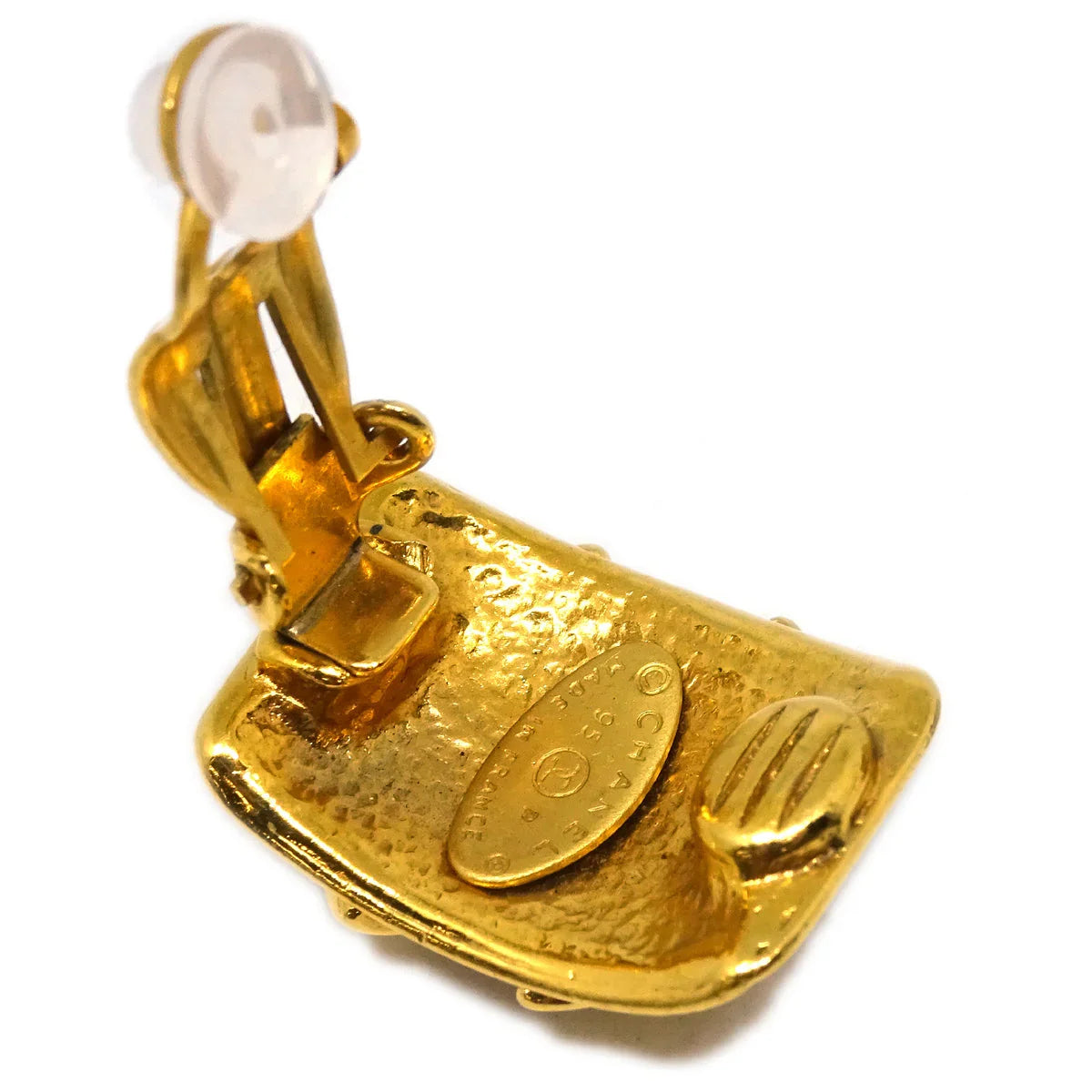 Chanel Square Earrings Clip-On Gold 95P