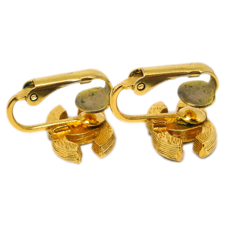 Chanel Gold CC Earrings Rhinestone Clip-On 2092