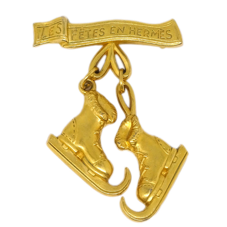 Hermes Les Fetes En Hermes Brooch Pin Gold