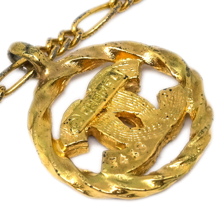 Chanel Medallion Pendant Necklace Rhinestone Gold 3438/1982