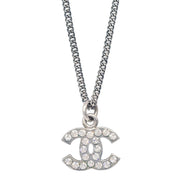 Chanel 2007 CC Chain Necklace Pendant Rhinestone Silver 07V