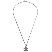 Chanel 2007 CC Chain Necklace Pendant Rhinestone Silver 07V