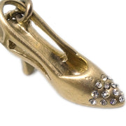 Chanel Pumps Rhinestone Chain Pendant Necklace Gold 05A