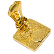 Christian Dior Square Earrings Clip-On Gold