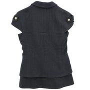 Chanel 2007 Sleeveless Zip Up Jacket Black #36