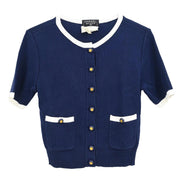 Chanel Short Sleeve Cardigan Navy