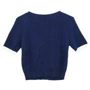 Chanel Short Sleeve Cardigan Navy