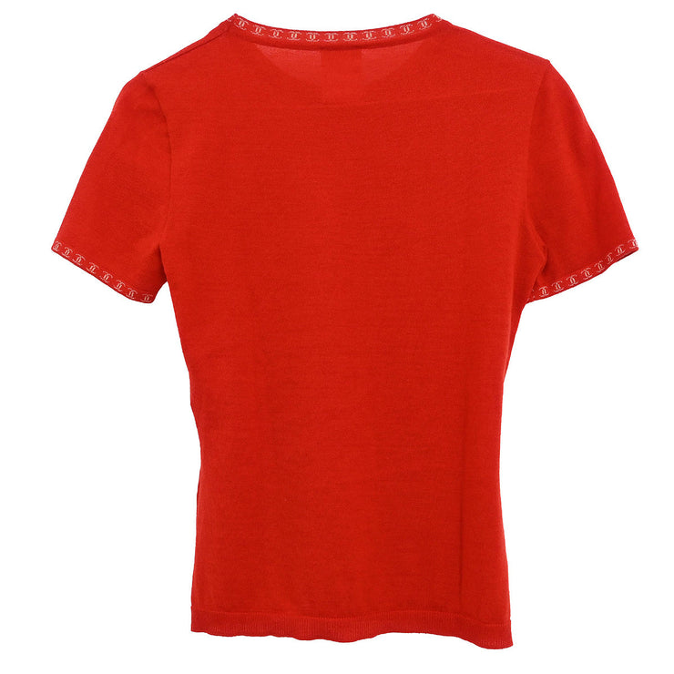 Chanel 2001 T-shirt Top Red #36