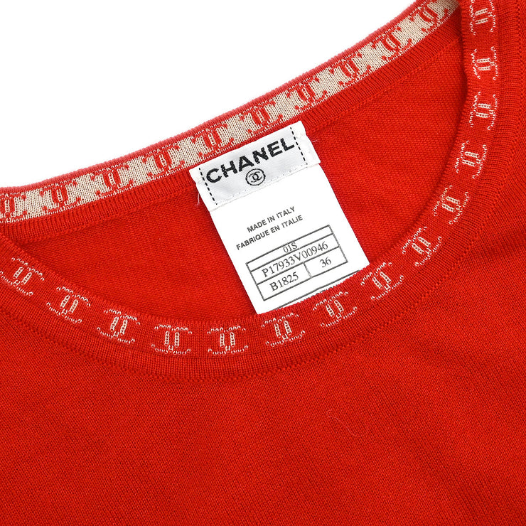 Chanel 2001 T-shirt Top Red #36