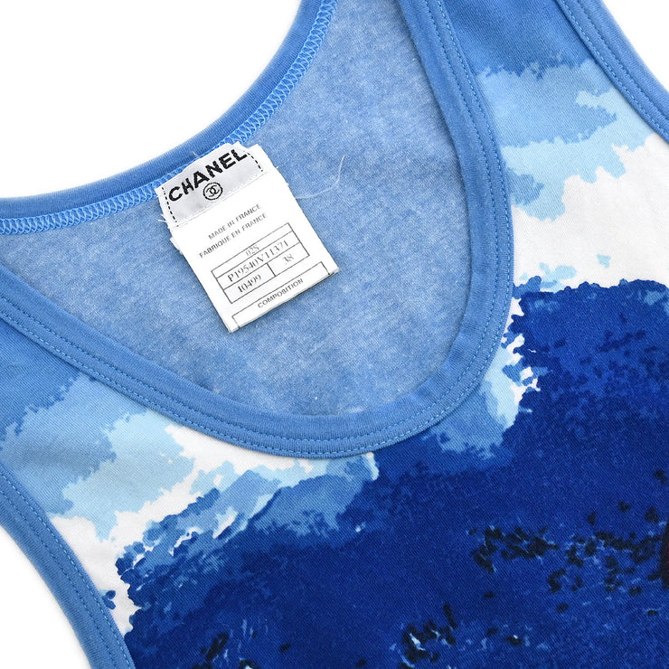 Chanel 2002 Surf Line Sleeveless Top Blue #38