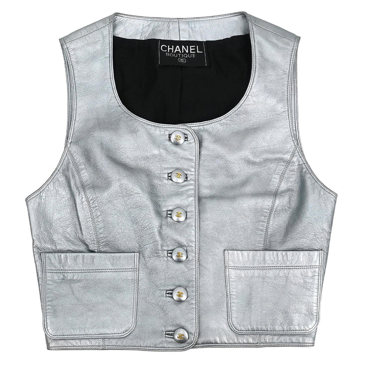 Chanel Sleeveless Vest Jacket Silver