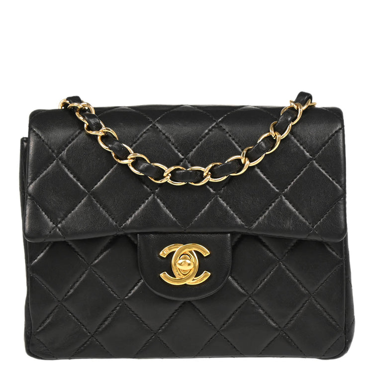 Chanel 2001-2003 Black Lambskin Mini Classic Square Flap Shoulder Bag 17