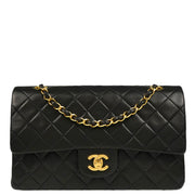 Chanel 1991-1994 Black Lambskin Medium Classic Double Flap Shoulder Bag