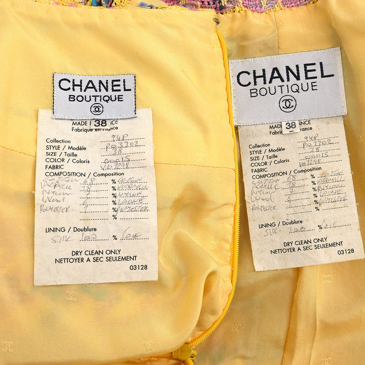 Chanel 1994 Setup Suit Jacket Skirt Yellow #38