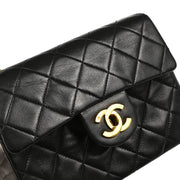 Chanel 1991-1994 Black Lambskin Mini Classic Square Flap Shoulder Bag 17