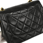 Chanel 1991-1994 Black Lambskin Mini Classic Square Flap Shoulder Bag 17