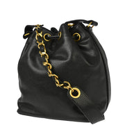 Chanel 1991-1994 Black Caviar Bucket Shoulder Bag