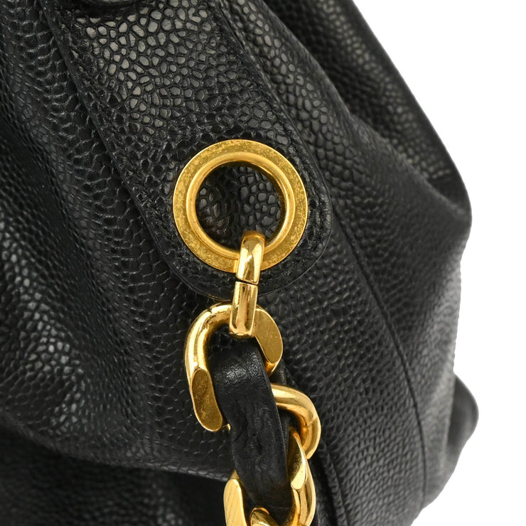 Chanel 1991-1994 Black Caviar Bucket Shoulder Bag