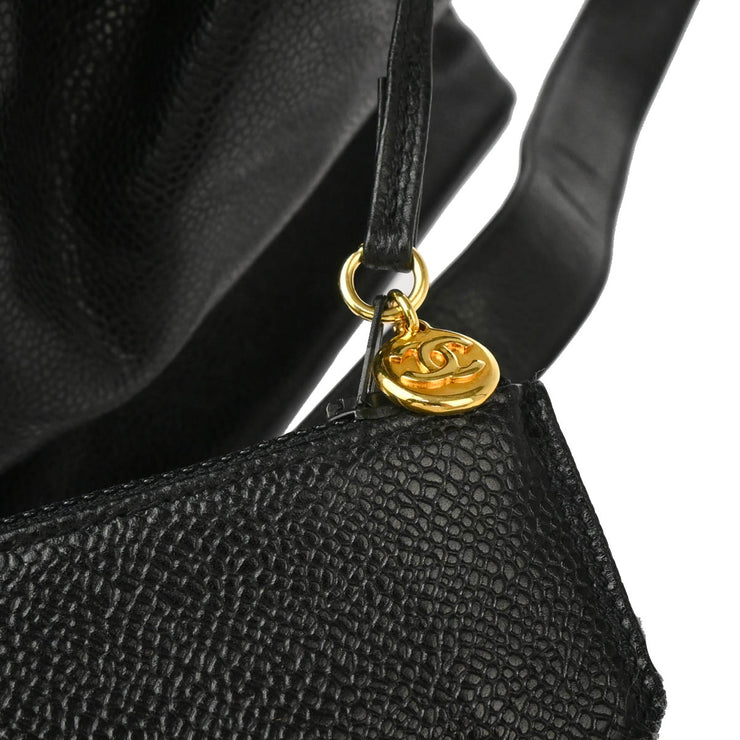 Chanel 1991-1994 Black Caviar Bucket Shoulder Bag