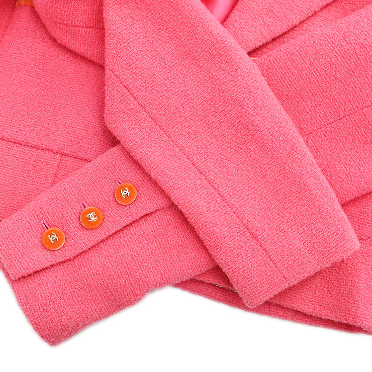 Chanel 1996 Setup Suit Jacket Skirt Pink #38