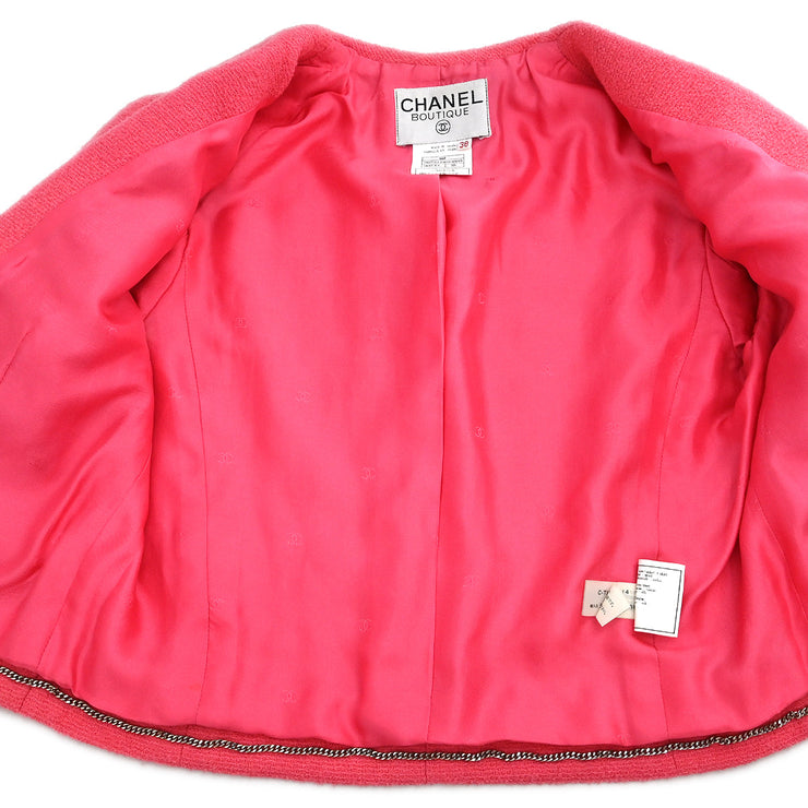 Chanel 1996 Setup Suit Jacket Skirt Pink #38