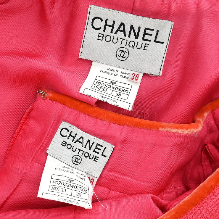 Chanel 1996 Setup Suit Jacket Skirt Pink #38