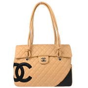 Chanel 2004-2005 Beige Calfskin Cambon Ligne Handbag