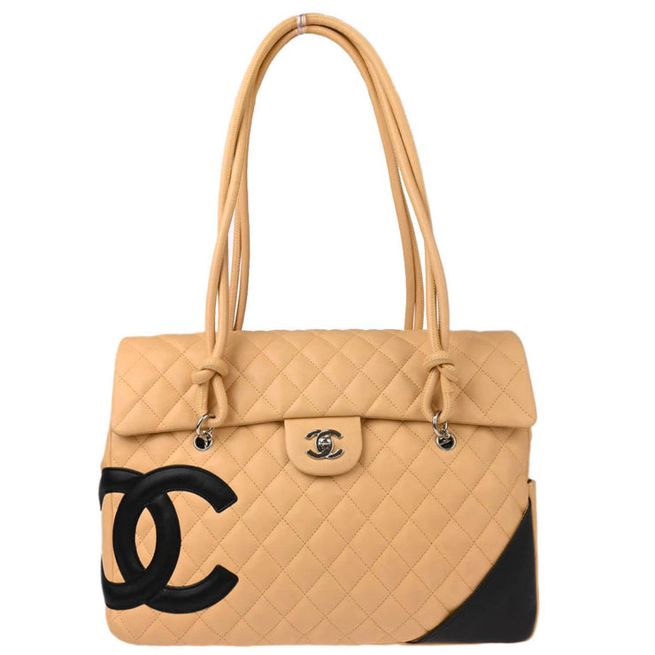 Chanel 2004-2005 Beige Calfskin Cambon Ligne Handbag