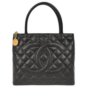 Chanel 2004-2005 Black Caviar Medallion Tote Handbag