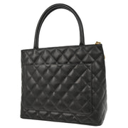 Chanel 2004-2005 Black Caviar Medallion Tote Handbag