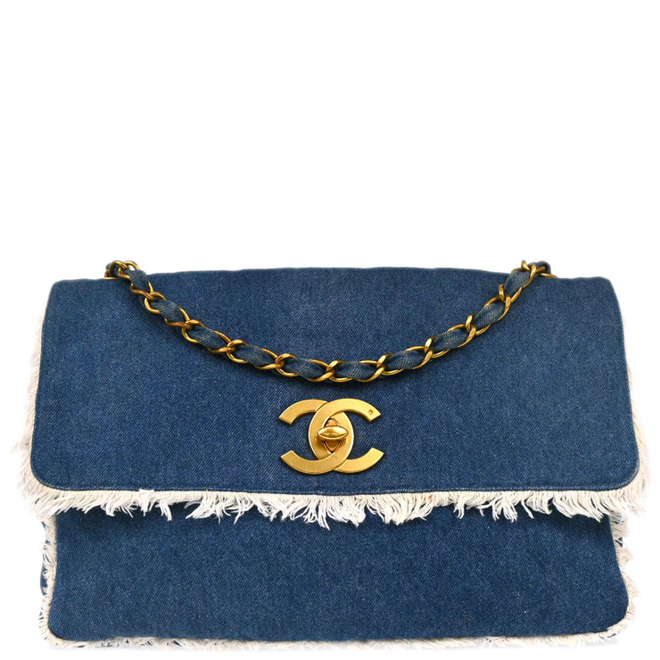 Chanel 1991-1994 Blue Denim Shoulder Bag