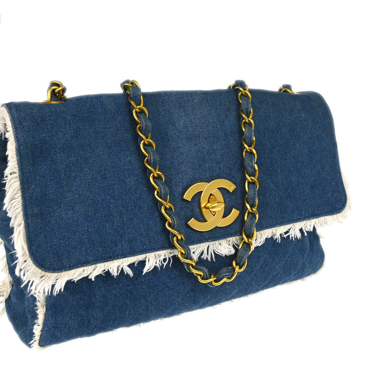 Chanel 1991-1994 Blue Denim Shoulder Bag