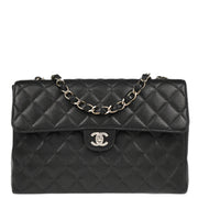 Chanel 1997-1999 Black Caviar Jumbo Classic Flap Shoulder Bag