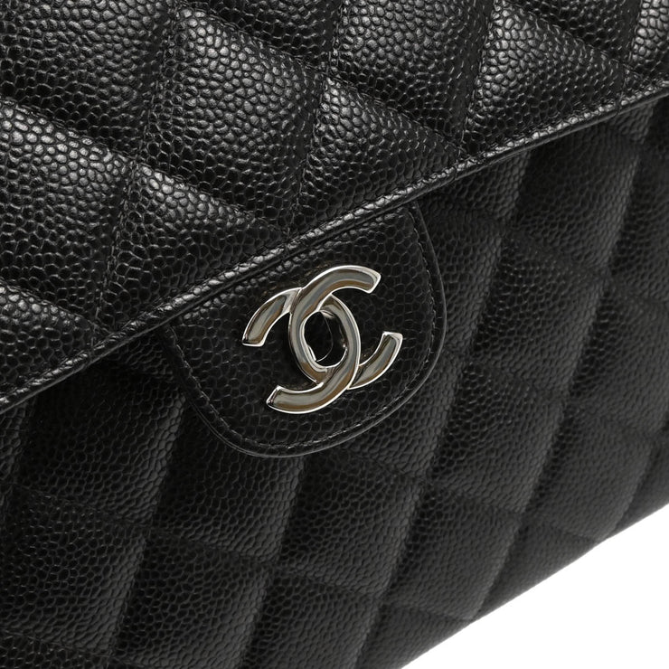 Chanel 1997-1999 Black Caviar Jumbo Classic Flap Shoulder Bag