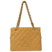 Chanel 2001-2003 Beige Caviar Petite Timeless Tote PTT Chain Handbag