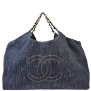 Chanel 2006-2008 Navy Denim Coco Cabas Tote Handbag