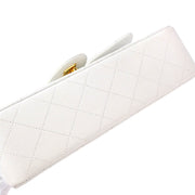 Chanel 1991-1994 White Lambskin Small Classic Double Flap Shoulder Bag