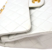 Chanel 1991-1994 White Lambskin Small Classic Double Flap Shoulder Bag