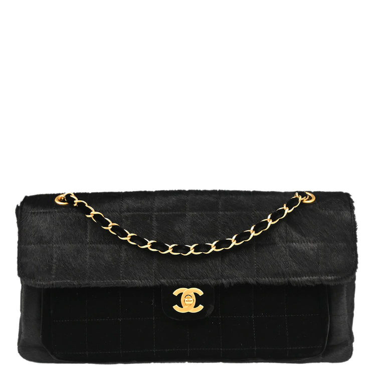 Chanel 2000-2001 Black Pony Hair Choco Bar Shoulder Bag