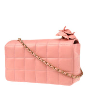 Chanel 2003-2004 Pink Lambskin Choco Bar Camellia Shoulder Bag