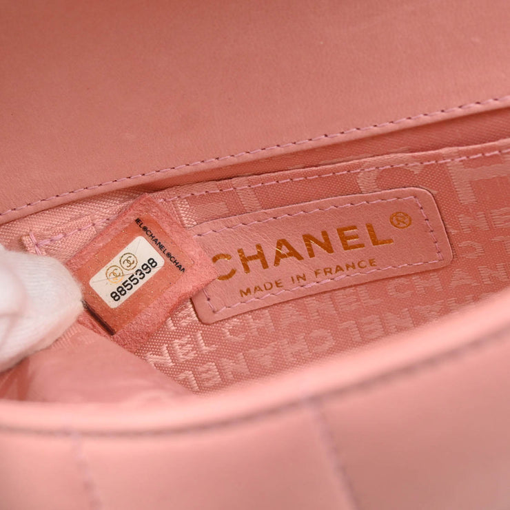 Chanel 2003-2004 Pink Lambskin Choco Bar Camellia Shoulder Bag