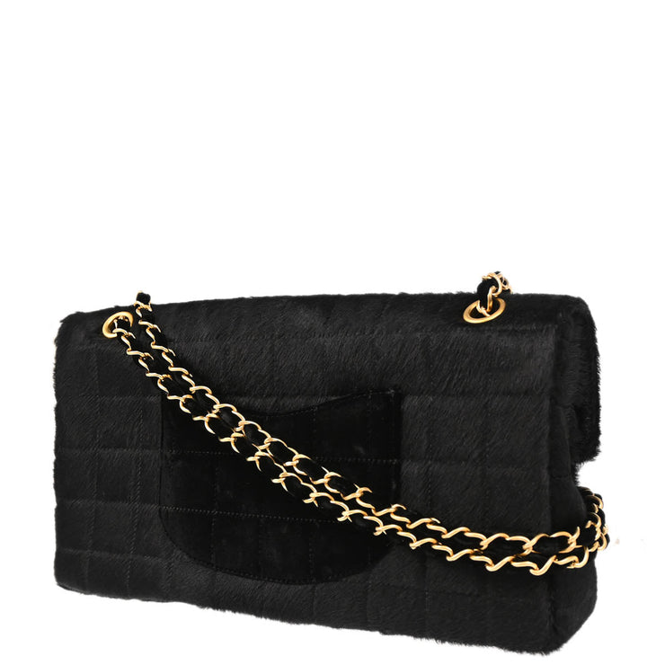 Chanel 2000-2001 Black Pony Hair Choco Bar Shoulder Bag