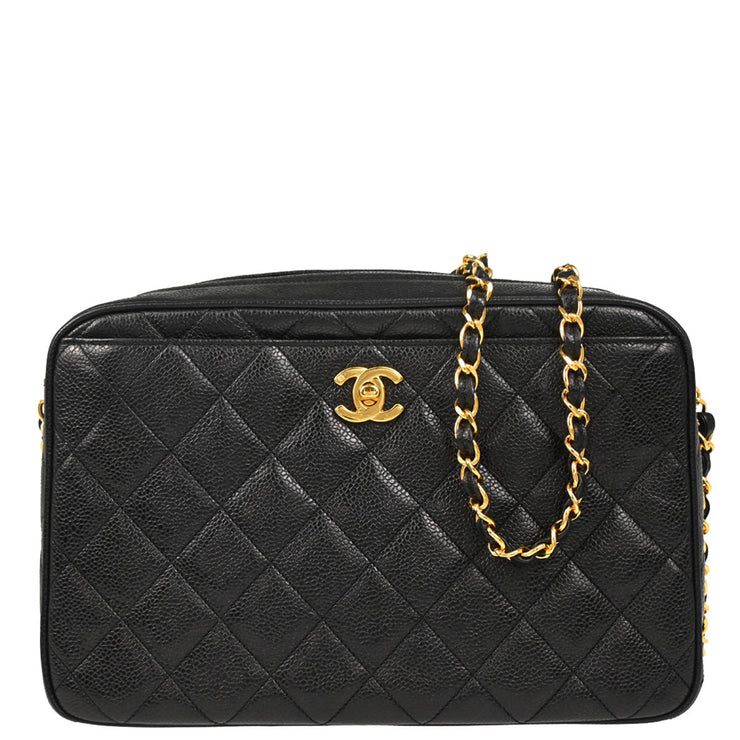 Chanel 1994-1996 Black Caviar Shoulder Bag